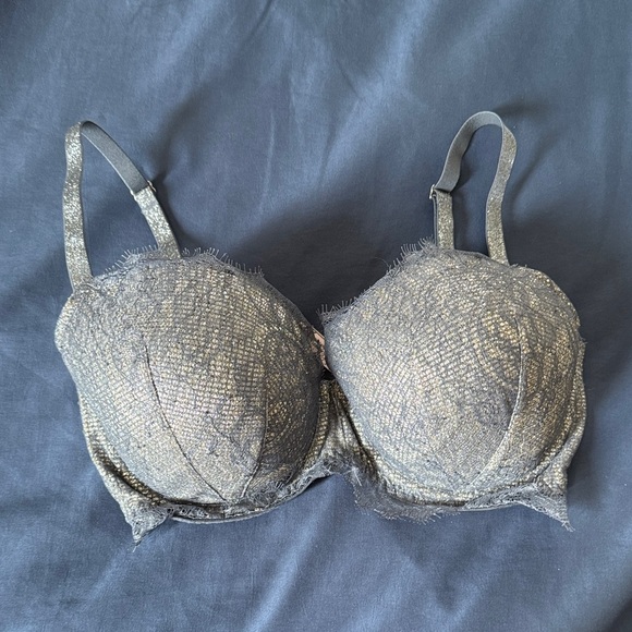 Victoria's Secret Other - Victoria Secret Dream Angels Lined Demi Lace Silver and blue Metallic Foil Trim